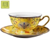 Ceramic cup Bone China coffee cup and saucer set, enamel color high-end exquisite ceramic flower tea cup, small luxury afternoon tea, red tea cup gift box, home gift Item Picture